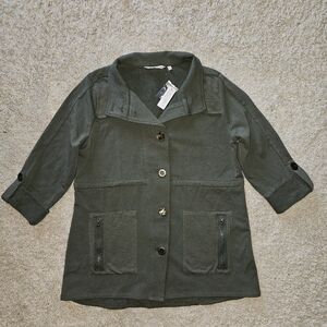 Soft Surroundings Caprice French Terry Jacket Green PM